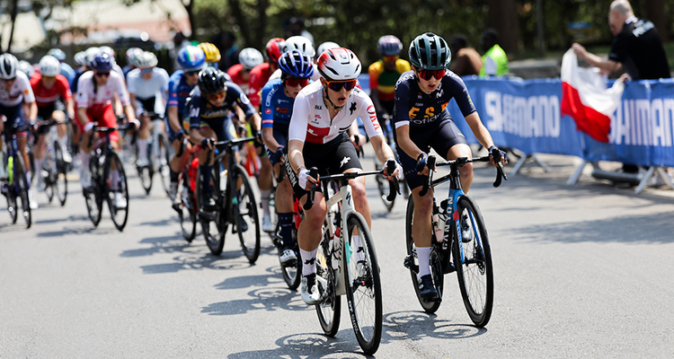 Anja Grossmann leads and controls the Women Junior Raod Race in Kigali