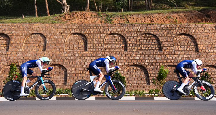 Team France racing during the Mixed Relay Team Time Trials in Kigali.