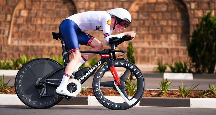 Max Hinds racing during the Men's Junior Individual Time Trial World Championships in Kigali.